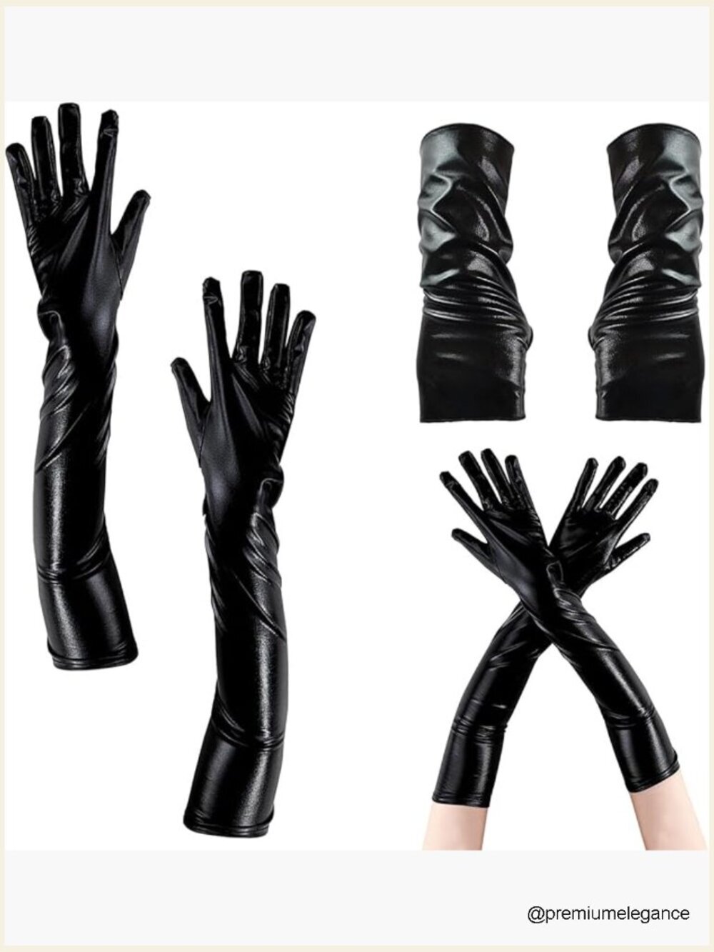 Women's Faux Leather Fingerless Long Gloves Set for Halloween Costume Opera